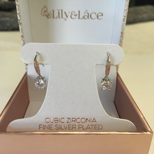 Cubic Zirconia Rose Gold & Silver drop earrings